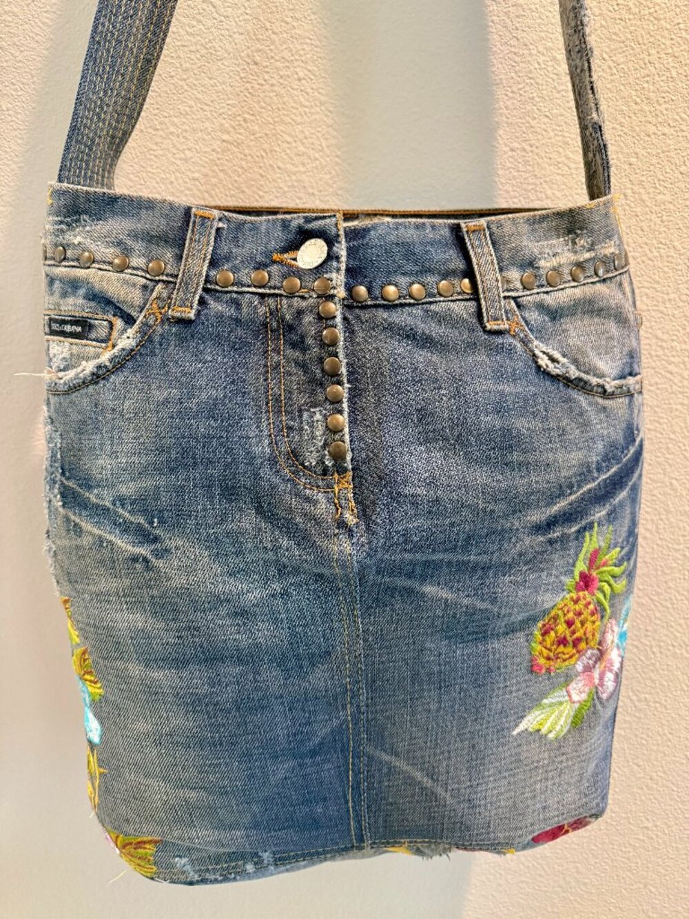 VINTAGE Dolce & Gabbana Denim Messenger Bag - Rare Y2K Patchwork Crossbody